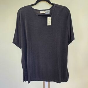 Liz Baker Black Crew Neck Elevated Basic Work Casual Dress Top Size Large